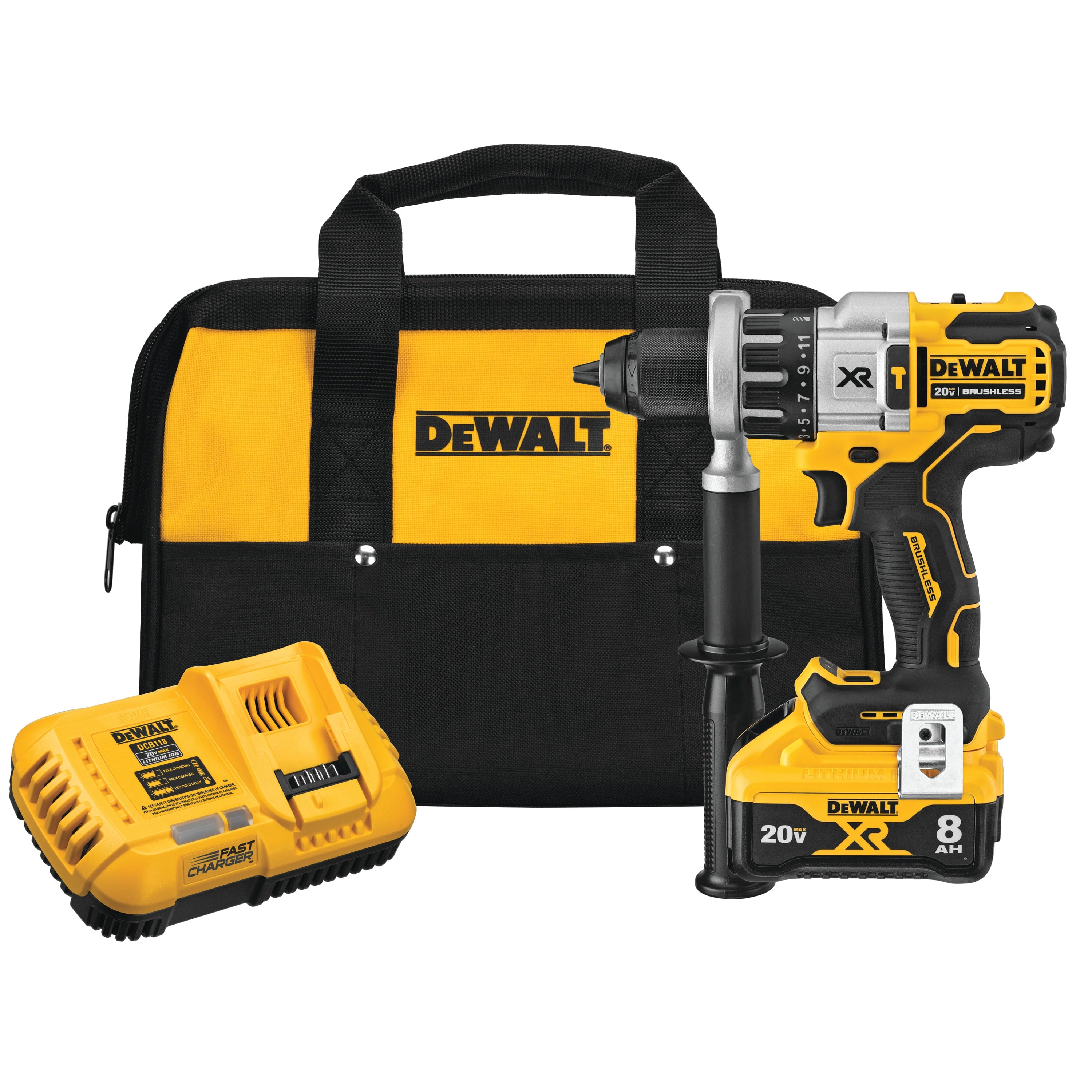 DeWALT 20V MAX* XR 1/2 BRUSHLESS HAMMER DRILL/DRIVER WITH POWER DETECT™ TOOL TECHNOLOGY KIT